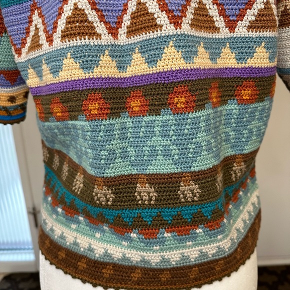 Peruvian Connection Sweater Art to Wear Pima Cotton Cardigan Size Medium - Picture 6 of 9
